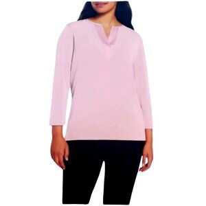 Banana Republic Woman S Blouse Satin V-Neck Top 3/4 Sleeve Shirt Pullover Pink